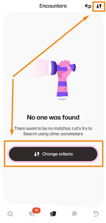 Filter settings in Encounters