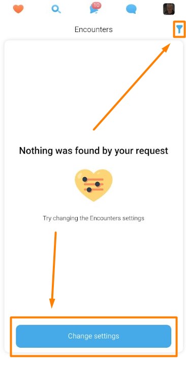 Filter settings in Encounters