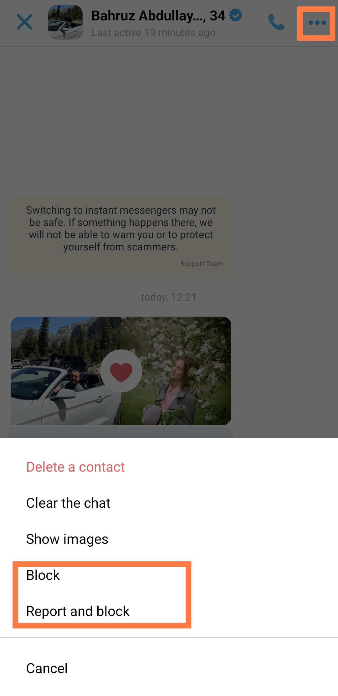 Report from the user's profile